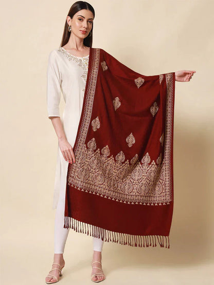 His and Her Gift Set of Antique jamawar shawl and embroidered stole With Wooden Gift Box