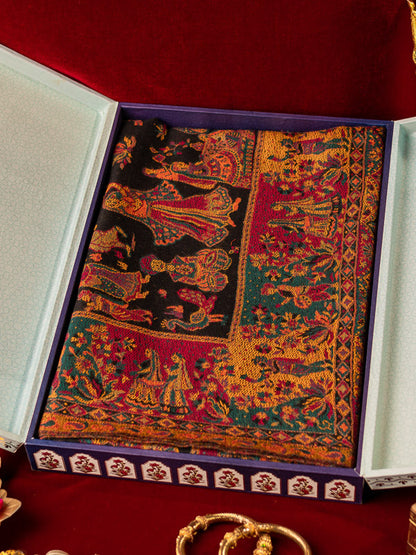 Gift Box of Gulbahar Kaani Wool Blend Kashmiri Shawl (Size: 101X203 CM)